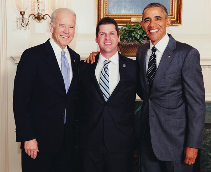 Jason Miller with President Obama and Vice President Biden