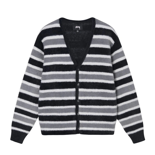 Stussy Horizontal Stripe Cardigan - Black - Unspoken