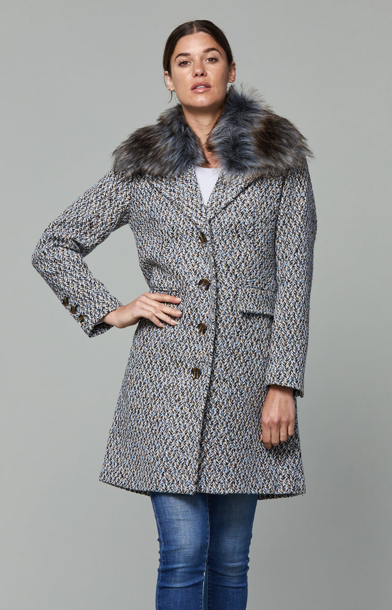 値下げ中 fur collar tweed coat | www.myglobaltax.com