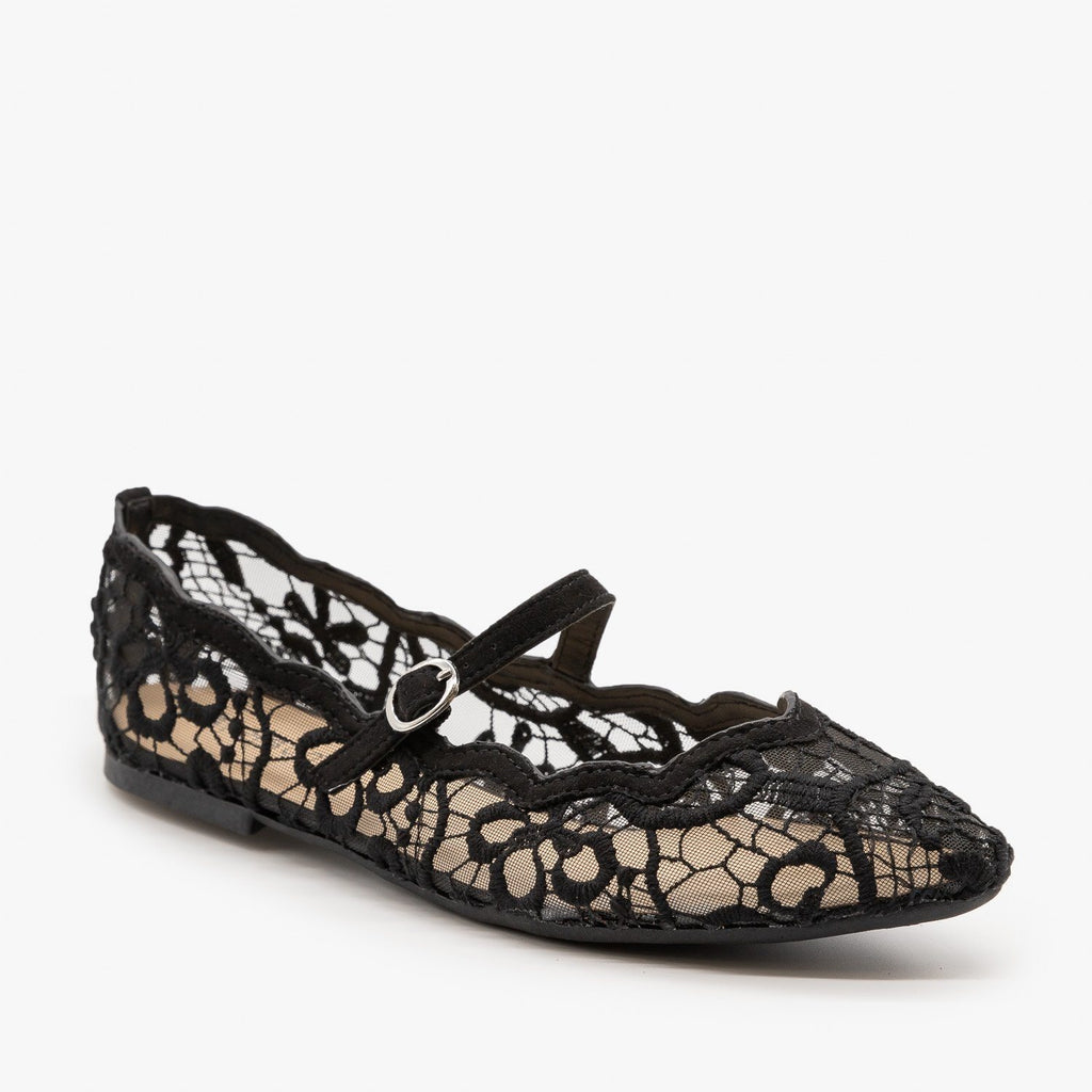 lace black flats