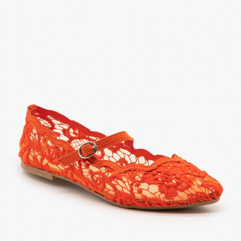 orange flats shoes