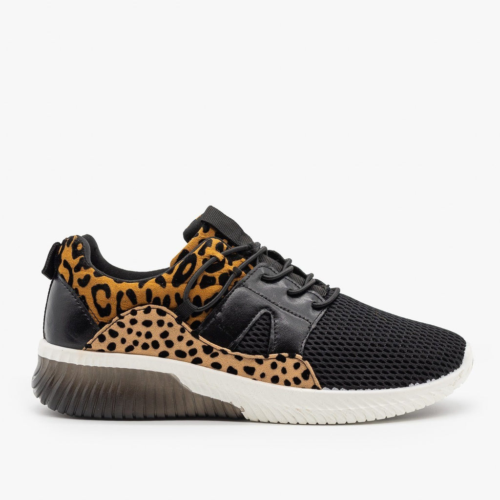 black leopard sneakers
