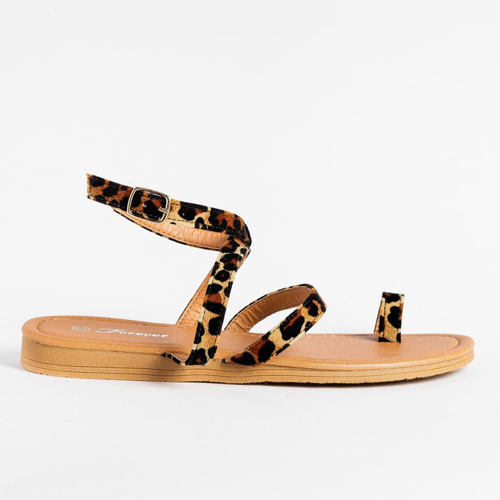 leopard print slip on sandals