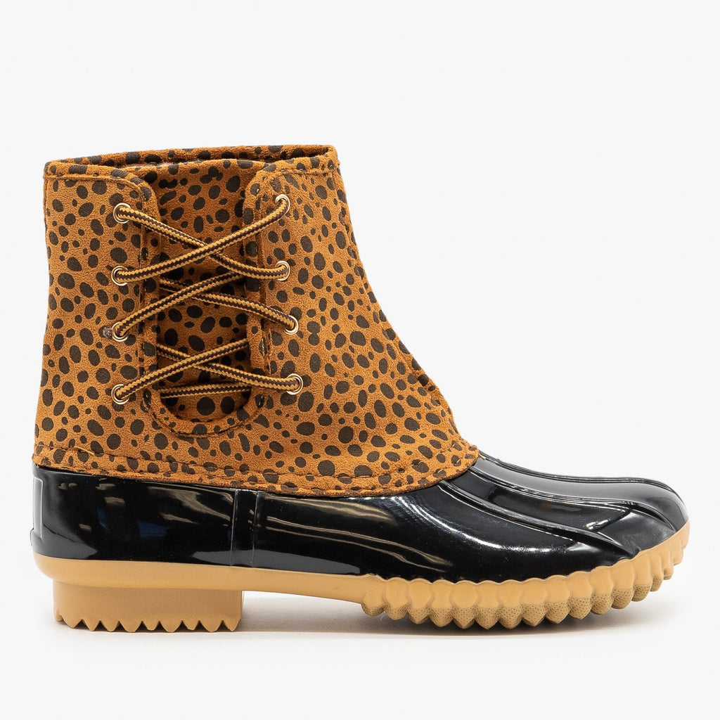Animal Print Side Laced Duck Boots 