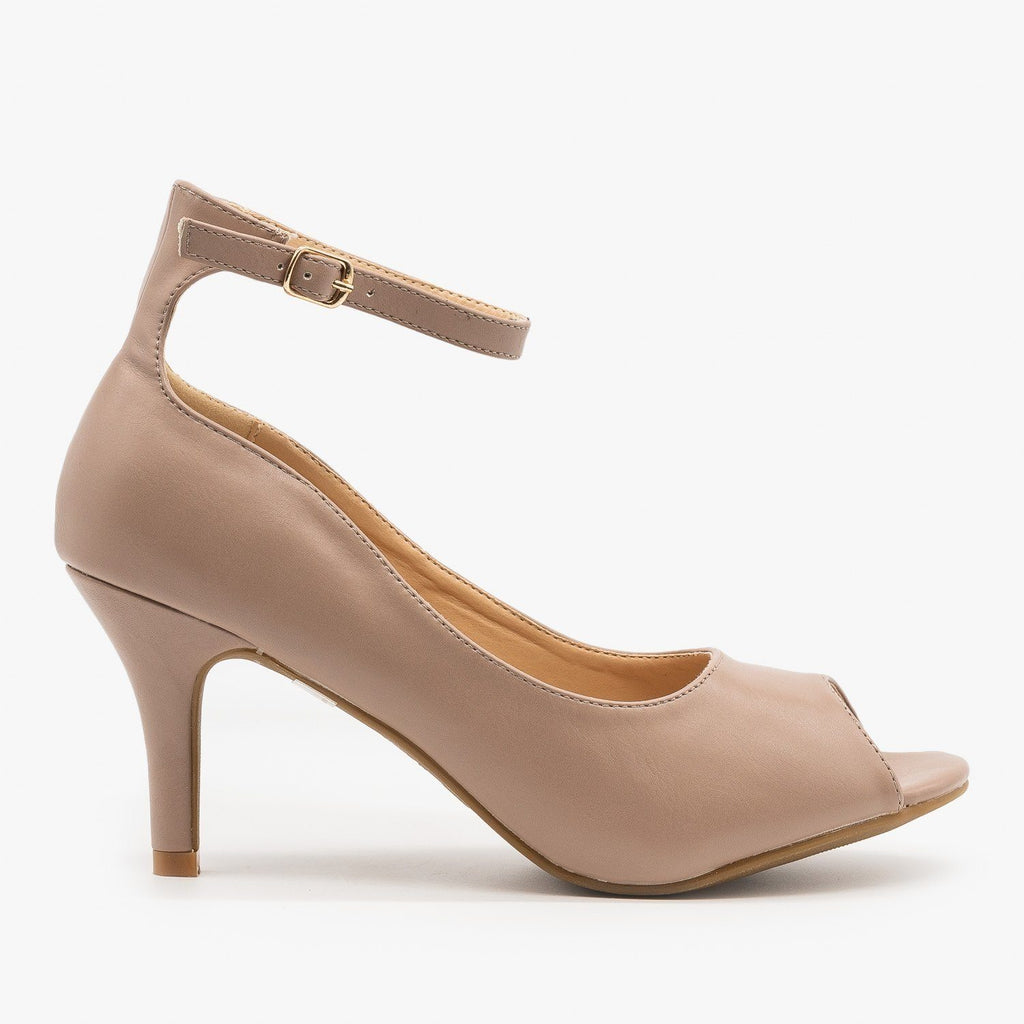 peep toe pumps with ankle strap