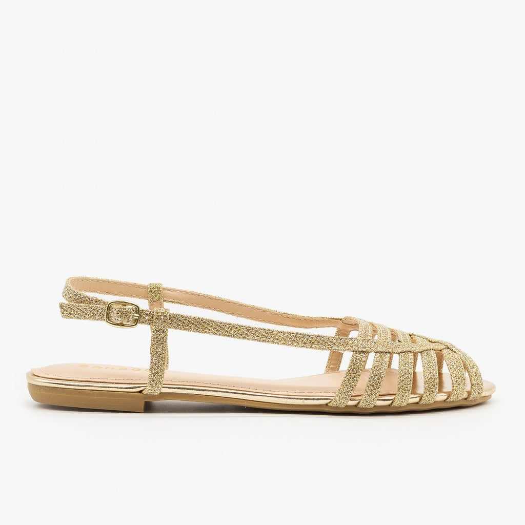 gold flat slingbacks