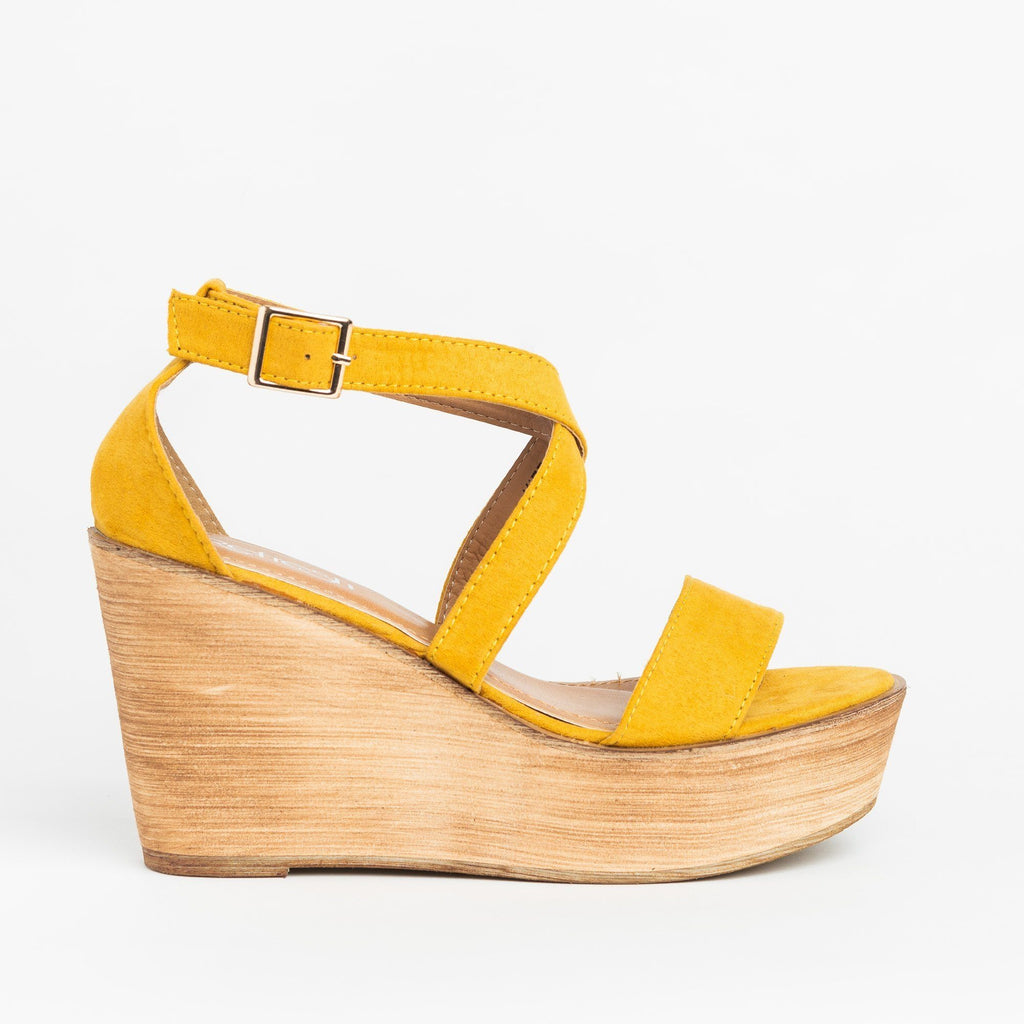 womens yellow wedges