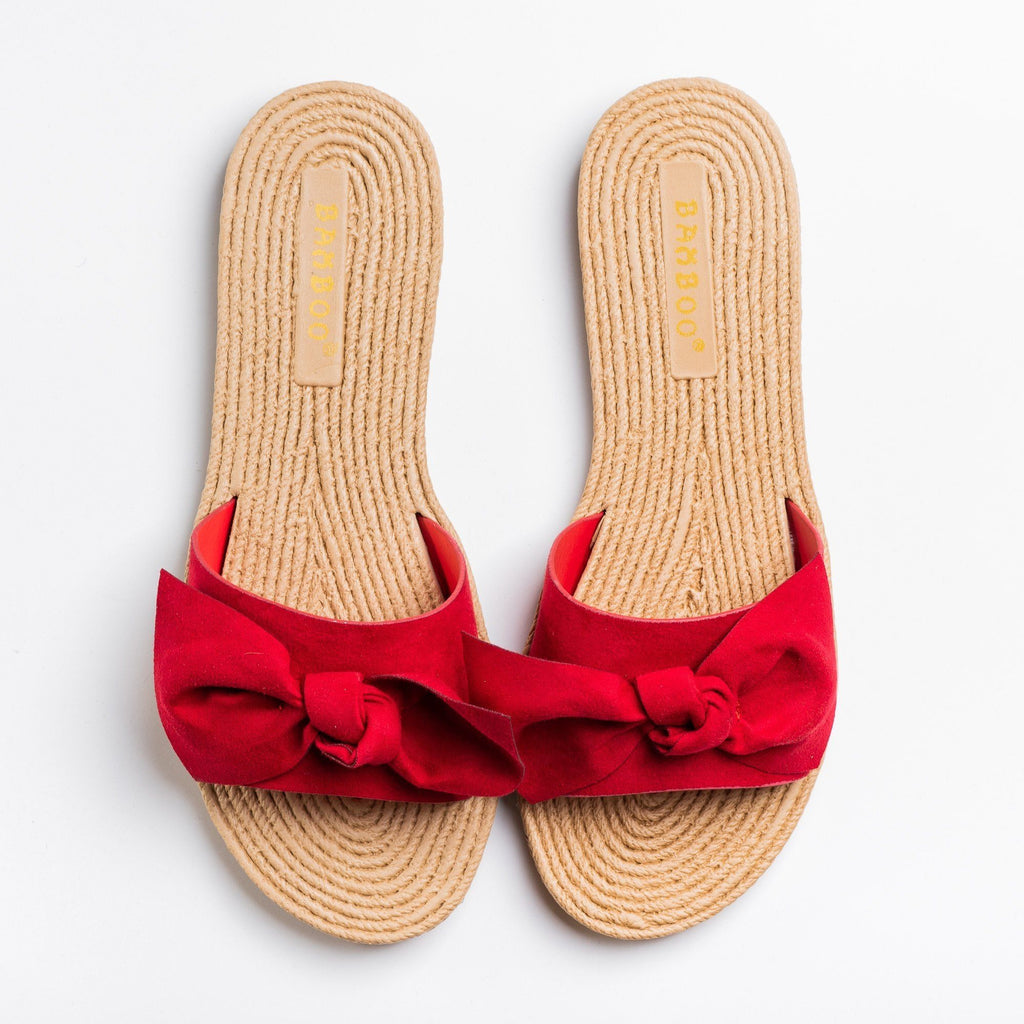 red tie sandals
