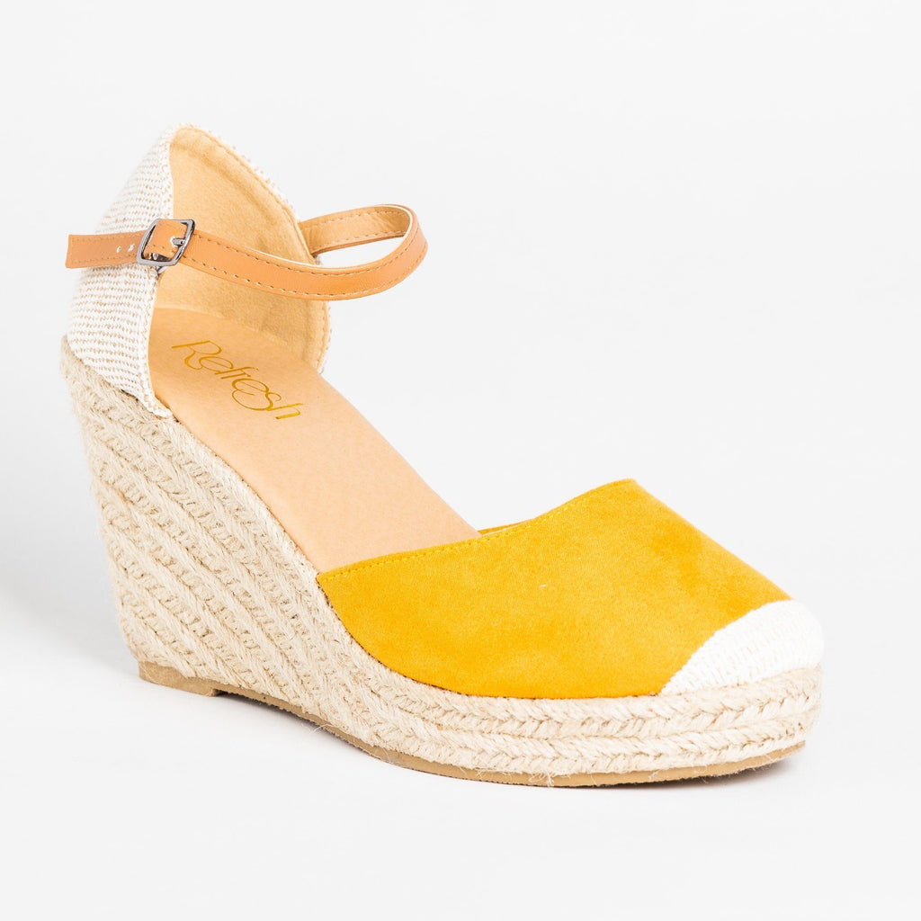 mustard wedges shoes