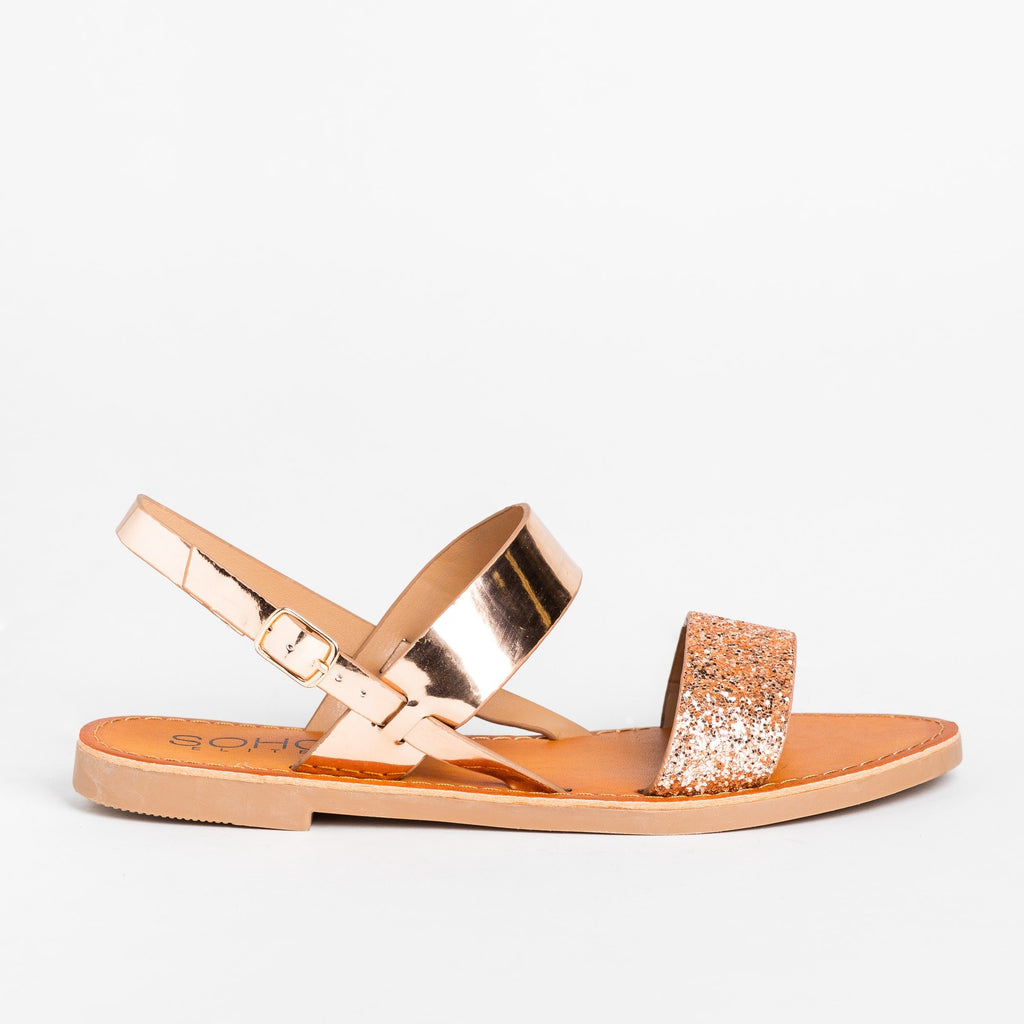 rose gold sparkly sandals