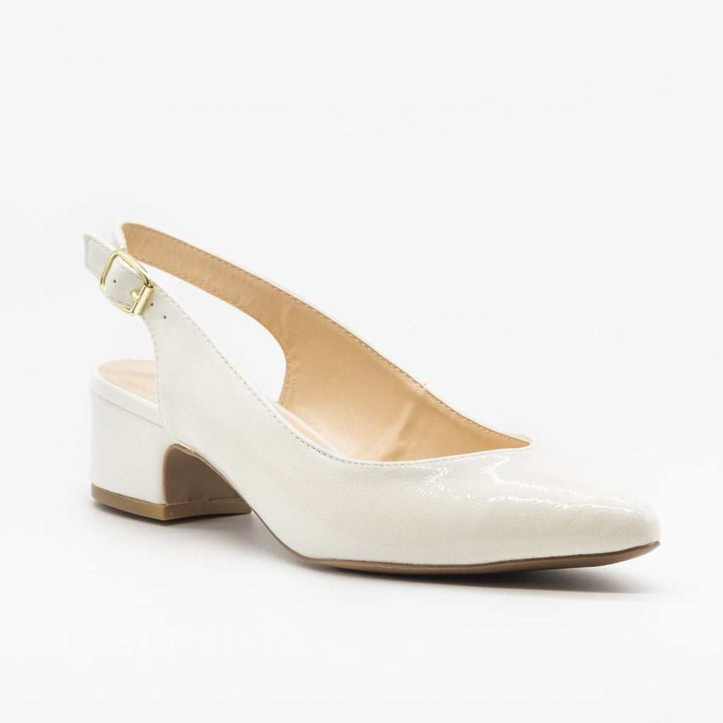 white slingback court shoes