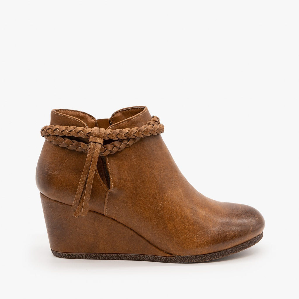 Braided Tassel Wedge Booties - Mata 