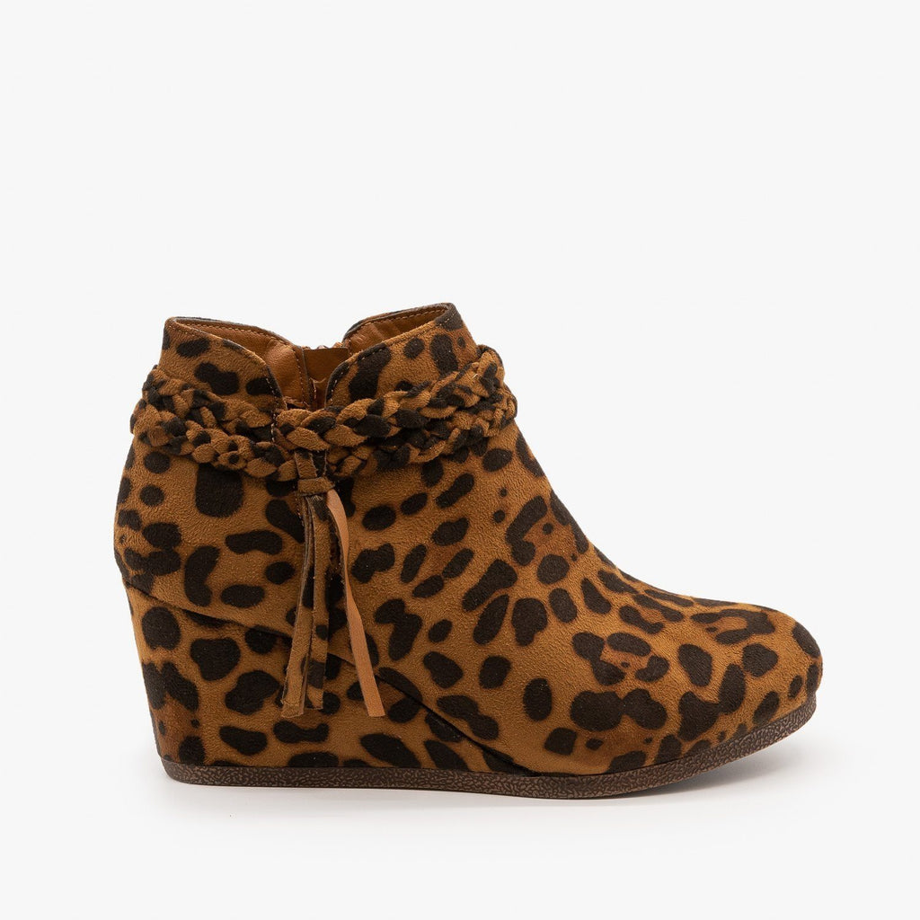 leopard wedge booties