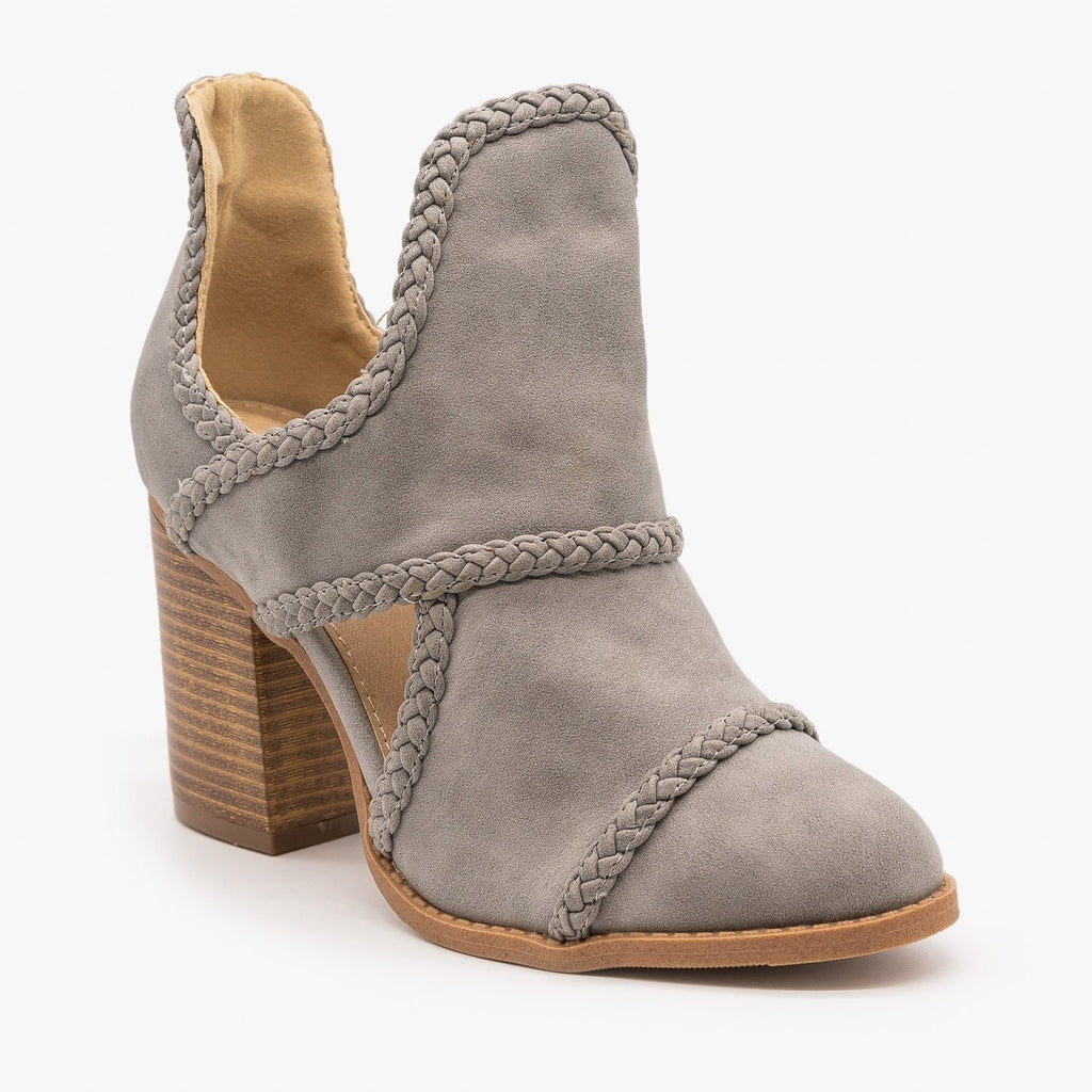 gray cut out booties