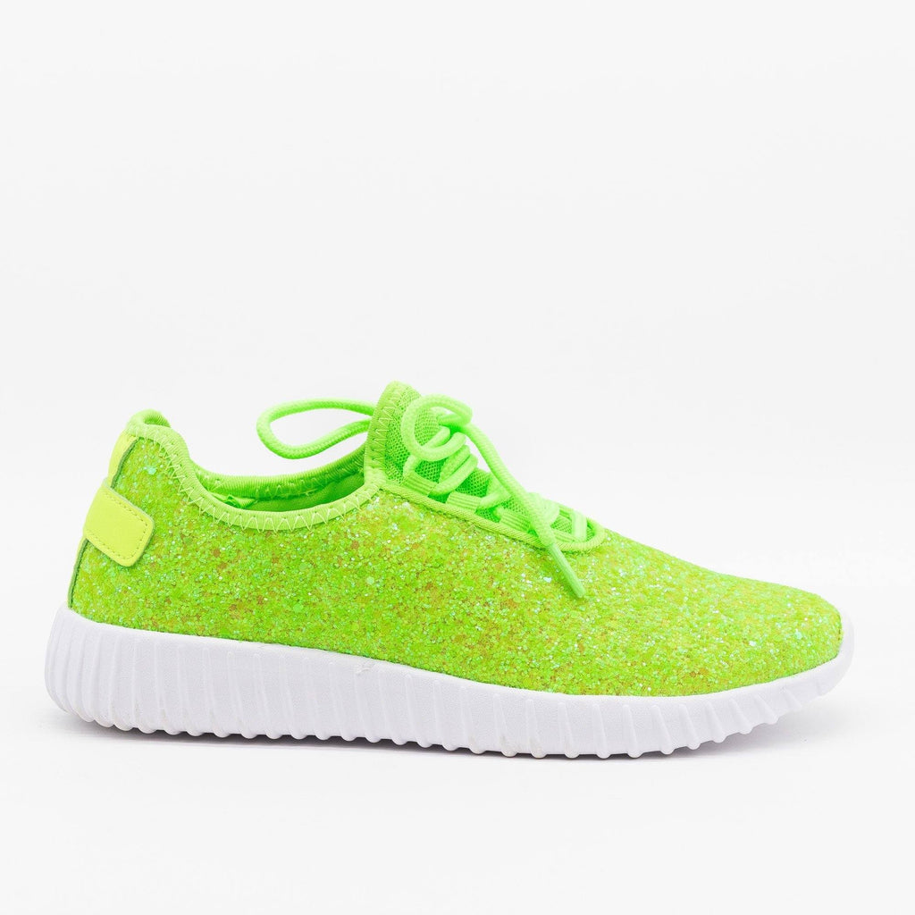 green glitter tennis shoes