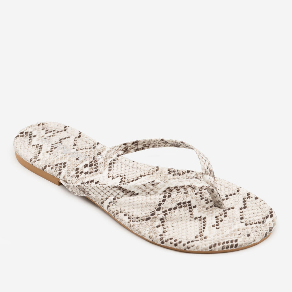 snake print flip flops