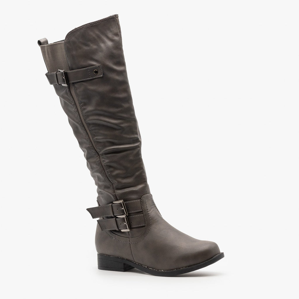 Buckle Accented Riding Boots Fashion 