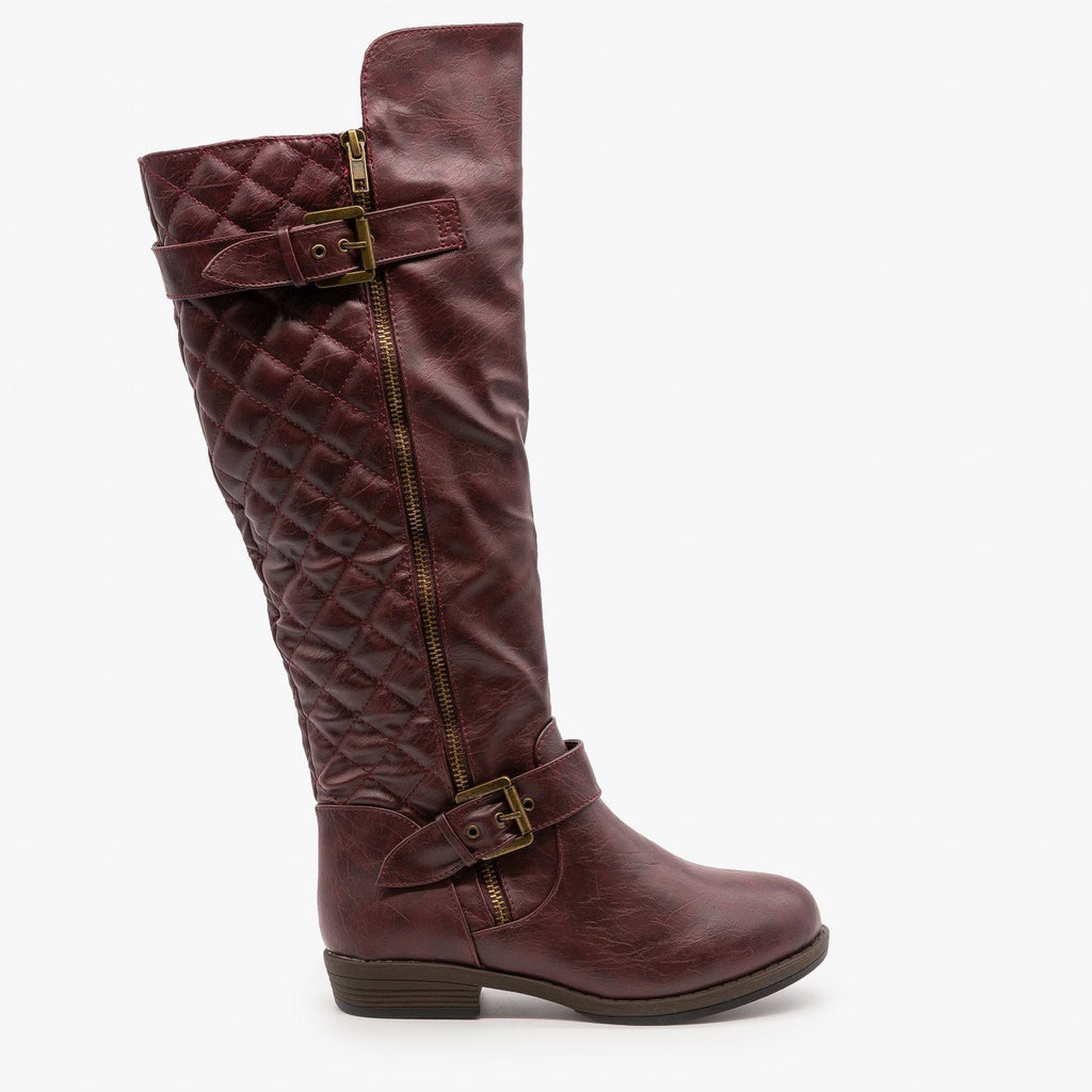 Buckled Quilted Riding Boots - Glaze 