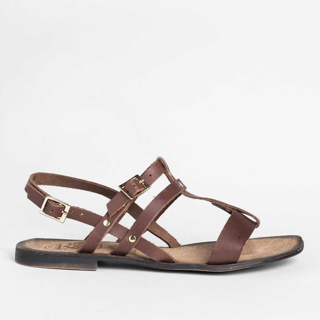 caged leather sandals