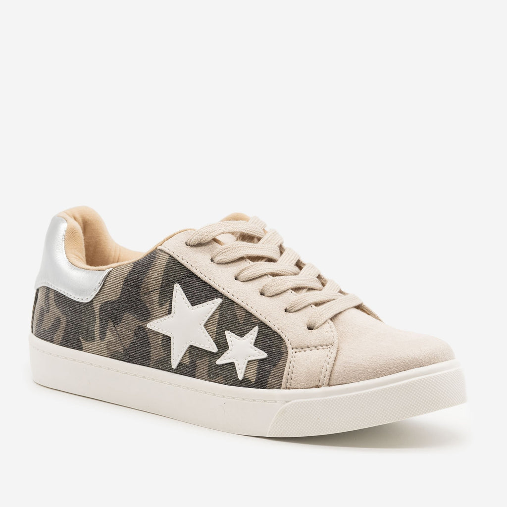 Camo Lace-up Star Sneakers - Soda Shoes 