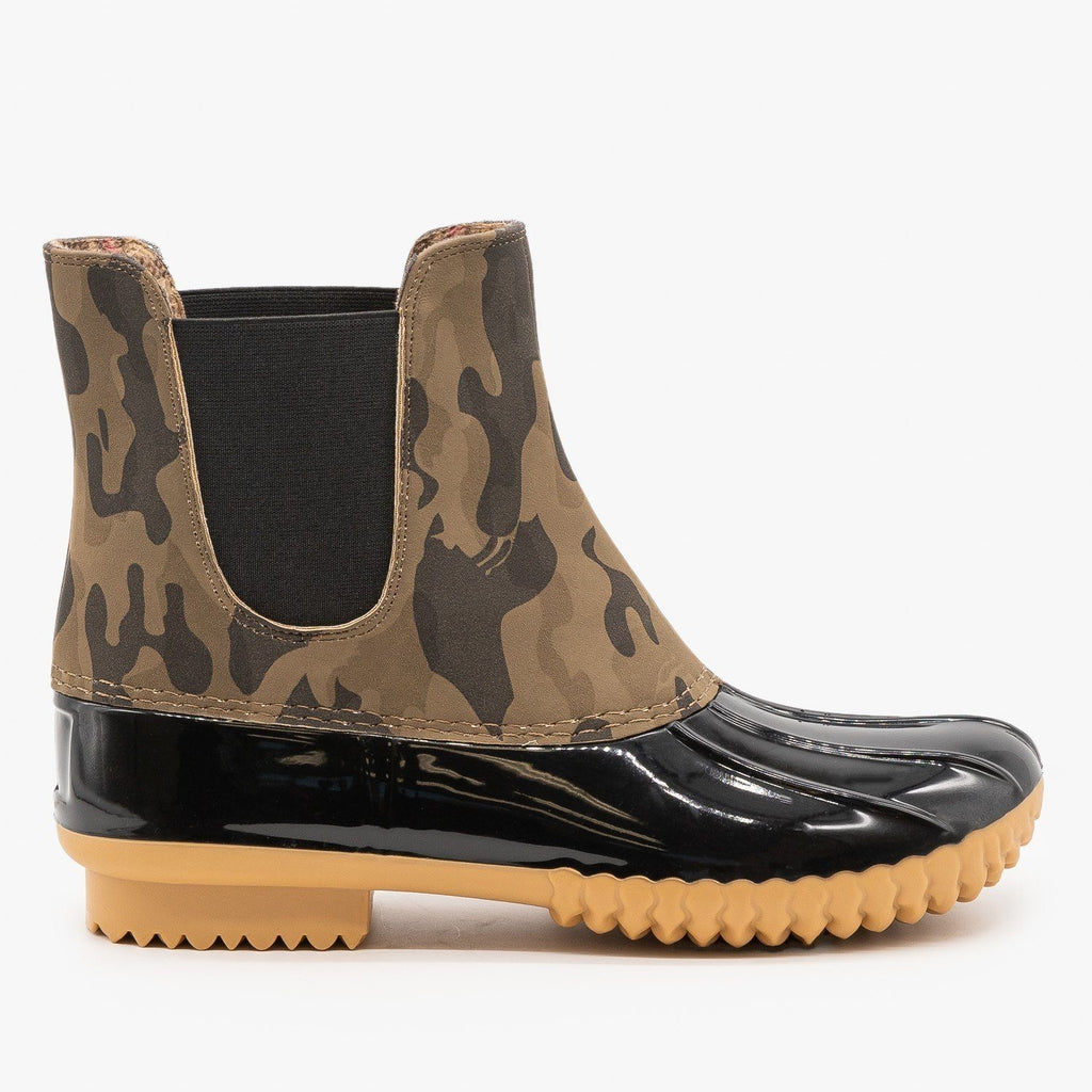 Camouflage Slip On Duck Boots - Nature 
