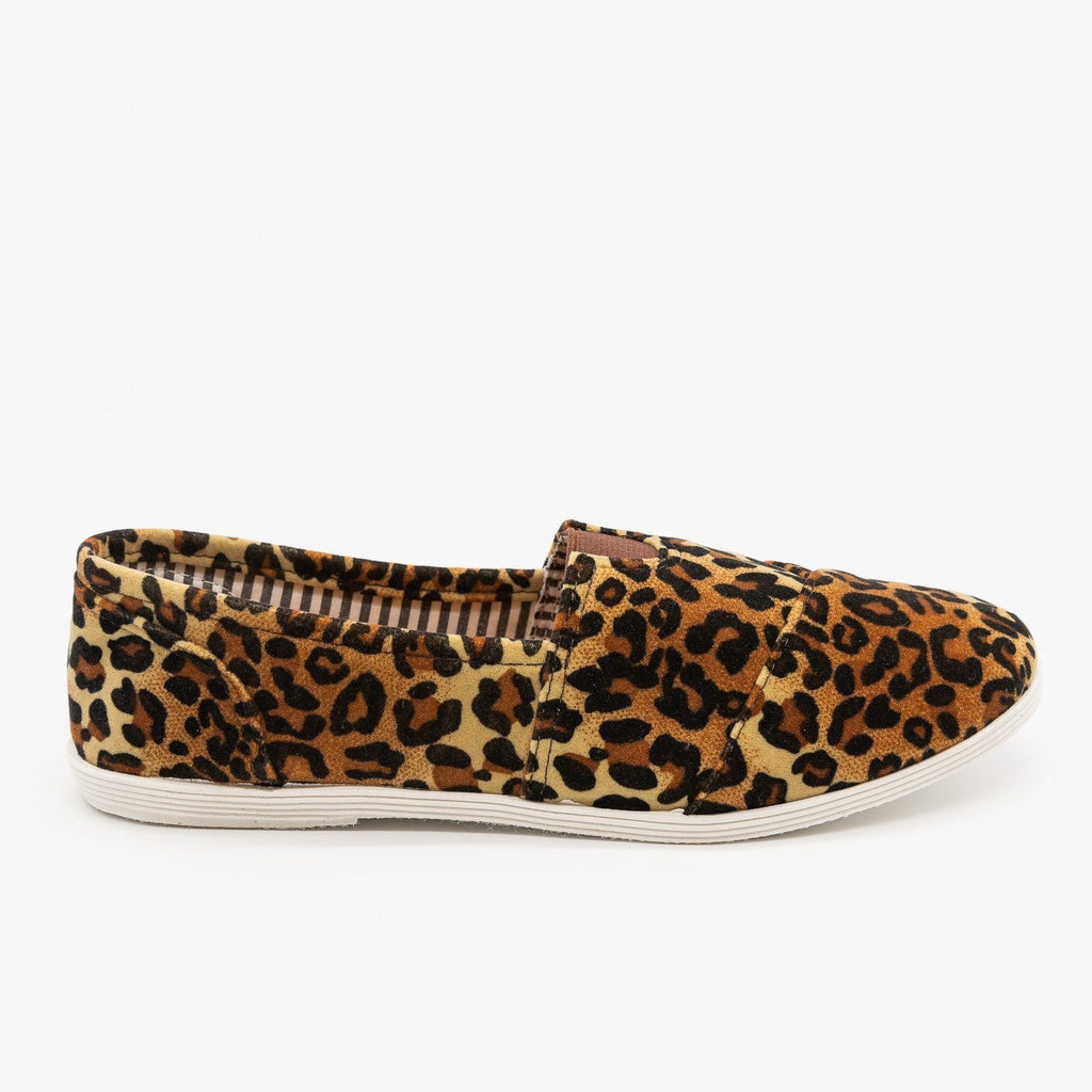 leopard canvas slip on shoes