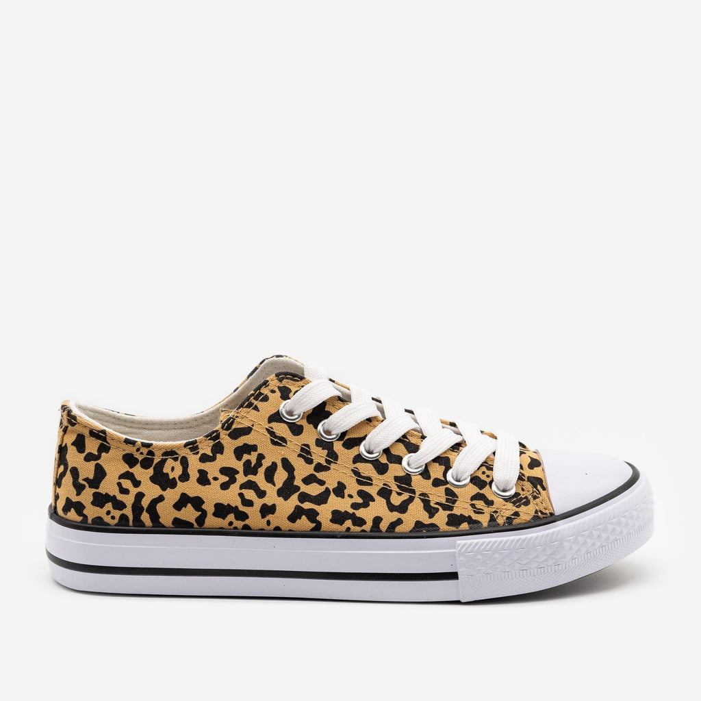 Cheetah Print Canvas Sneakers - Top 