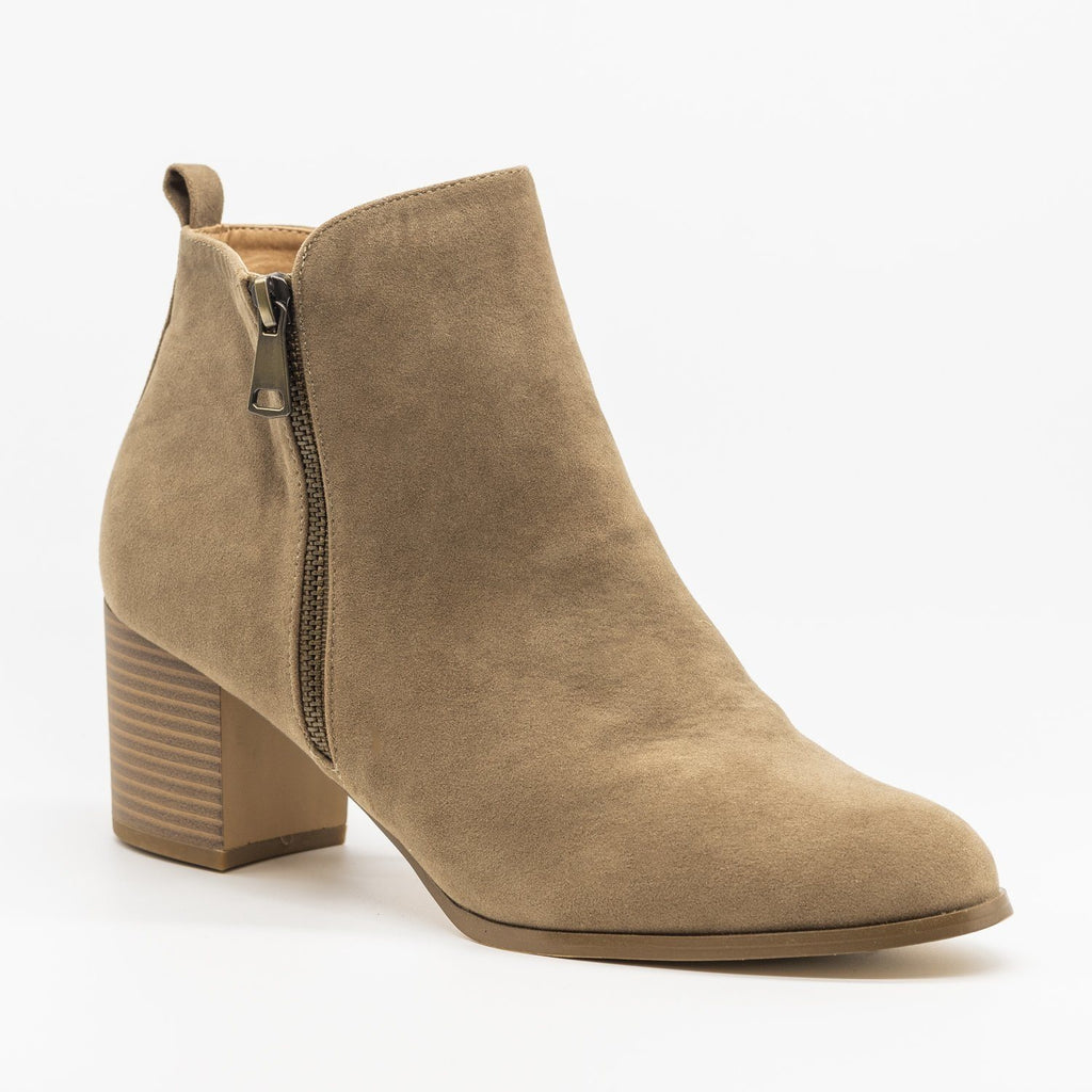 Chic Classic Zipper Booties - AMS Shoes 
