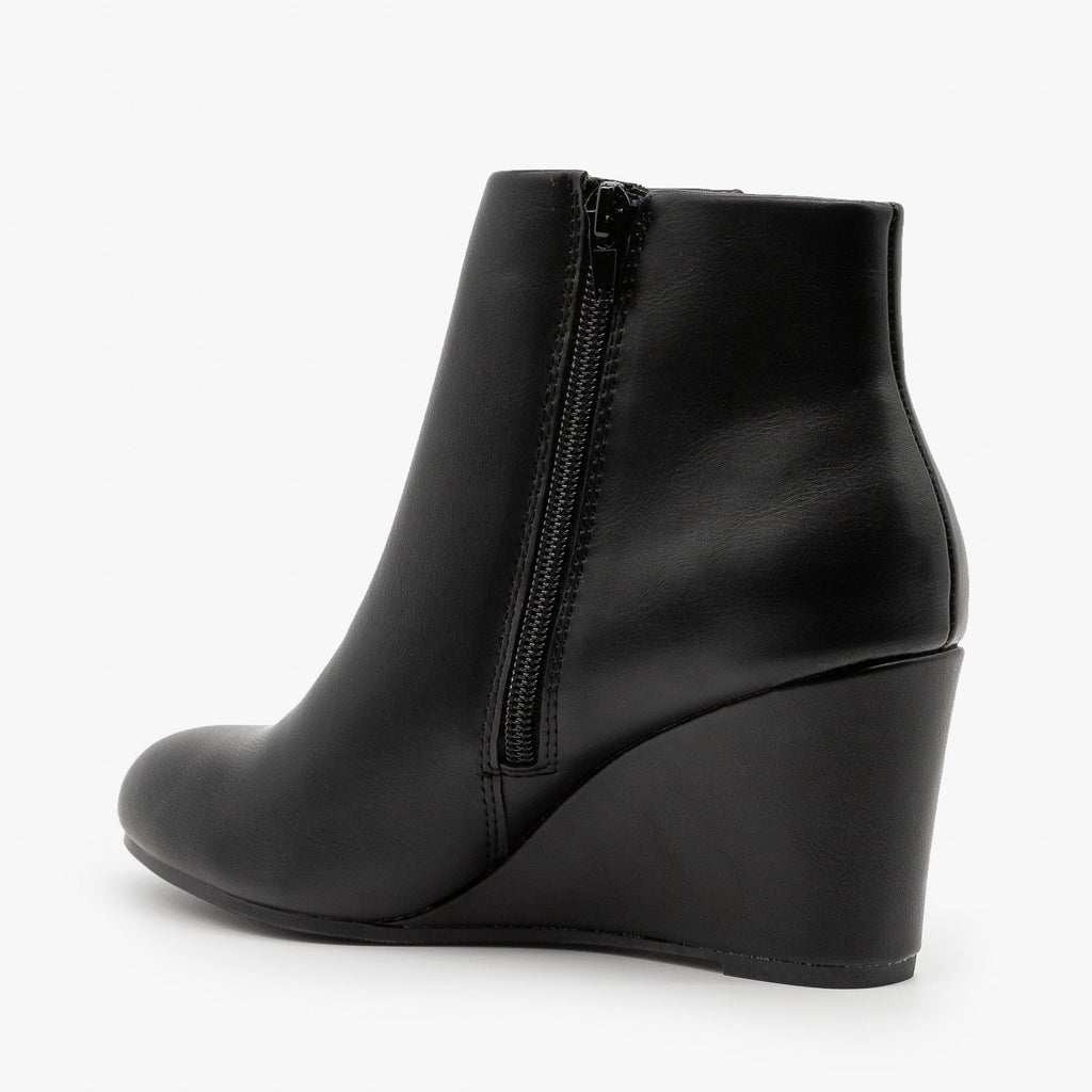 black ankle wedge boots