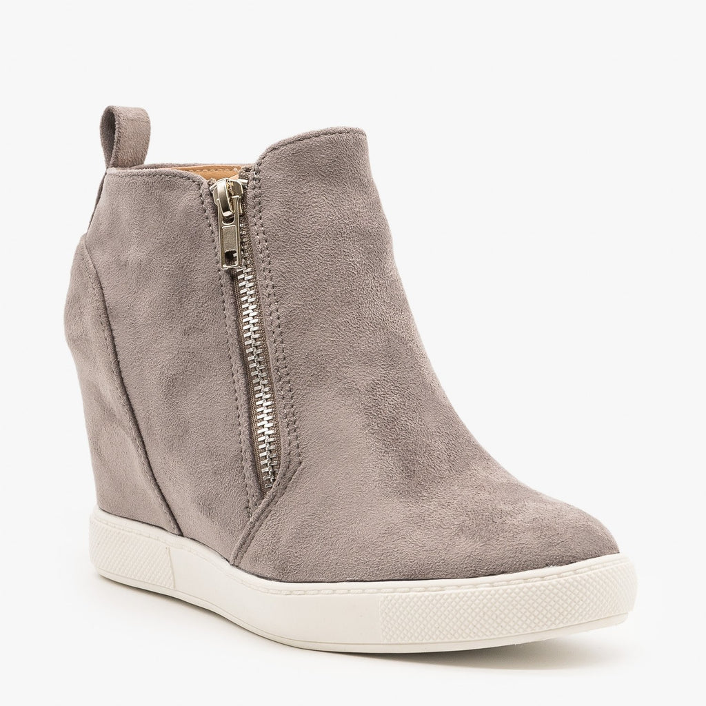 womens grey wedge sneakers