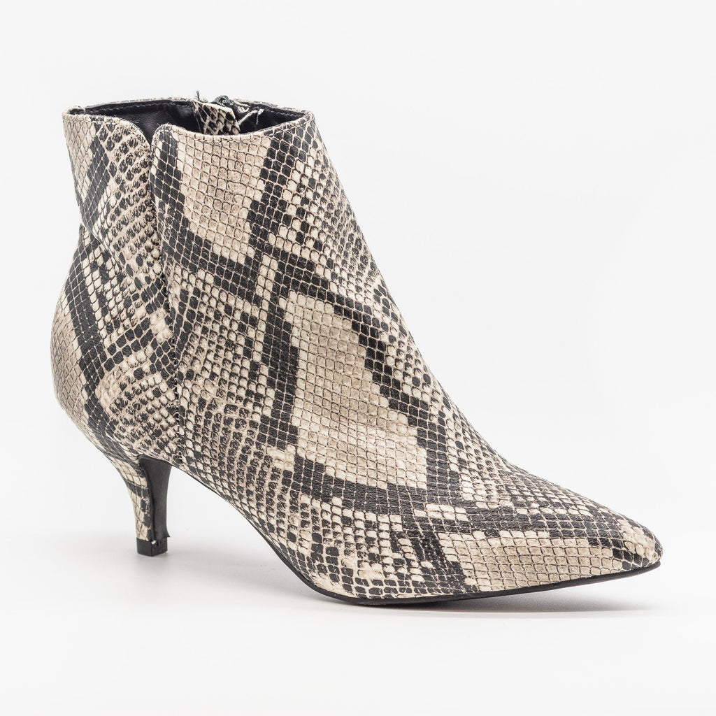 snake heel booties