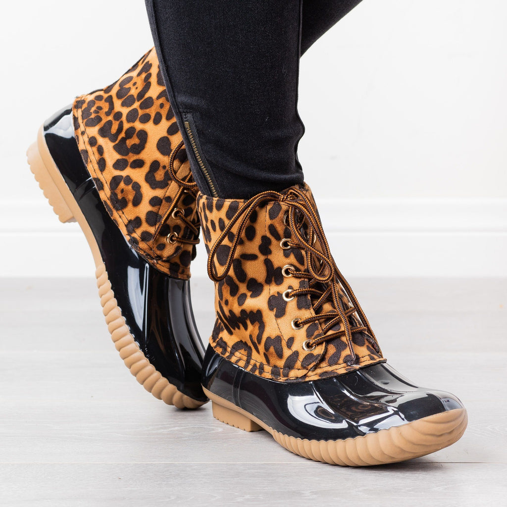 yoki leopard duck boots