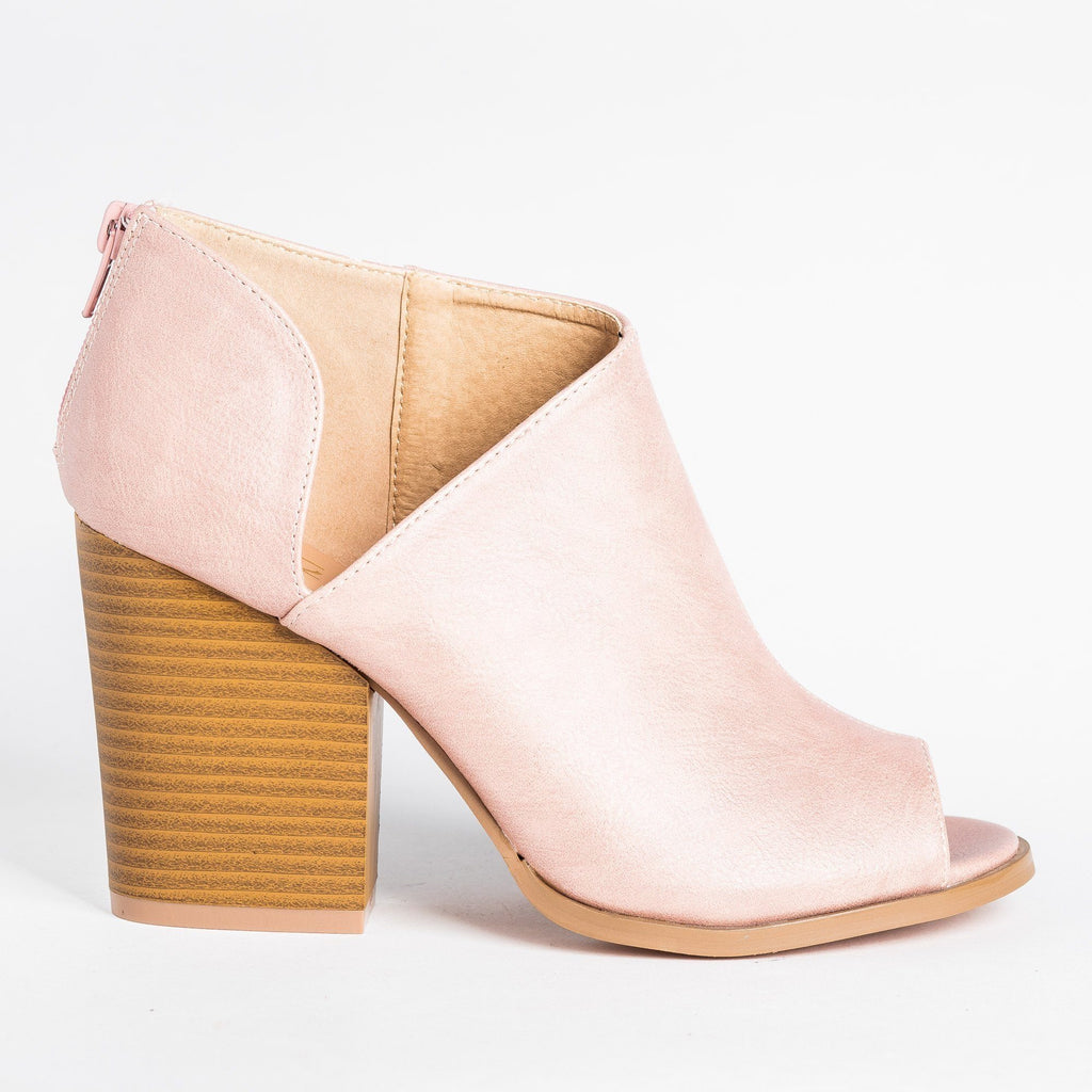 blush booties heels