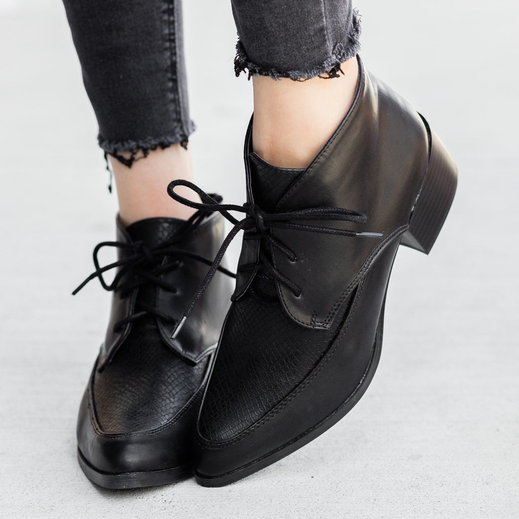 Chic Oxford Booties - Qupid Shoes Wasco 
