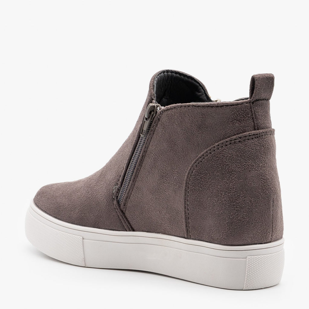 womens gray wedge sneakers