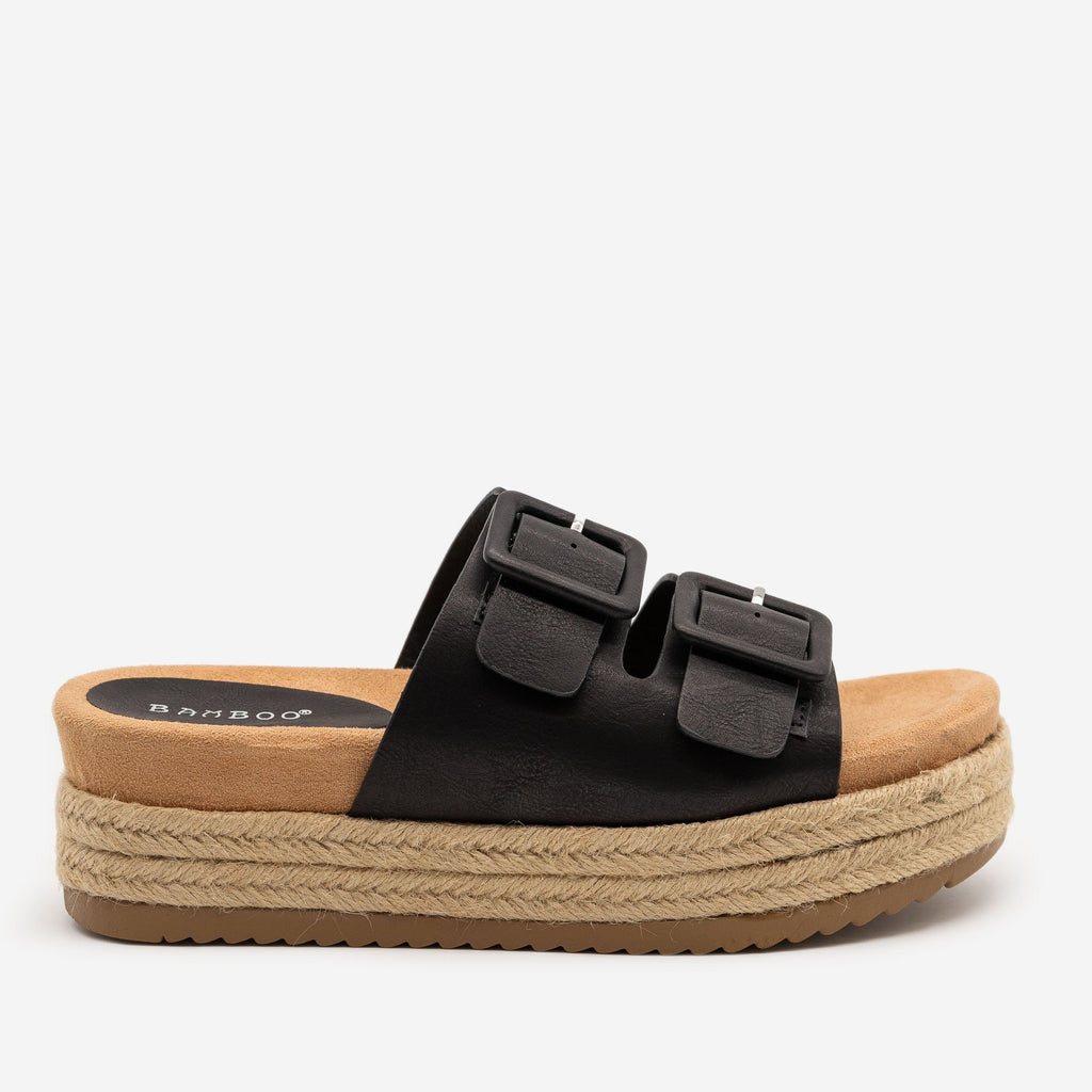 black espadrille slides