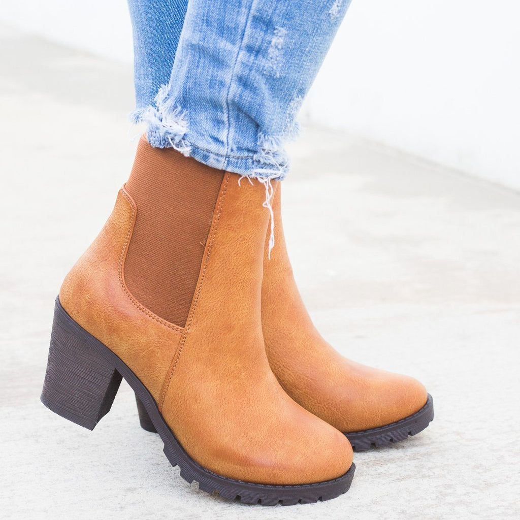 chunky heel chelsea ankle boots