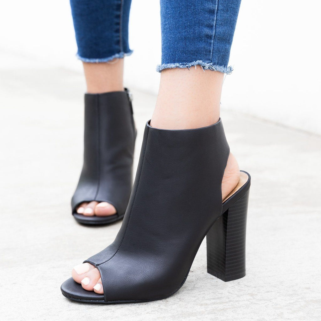 open toe heel boots