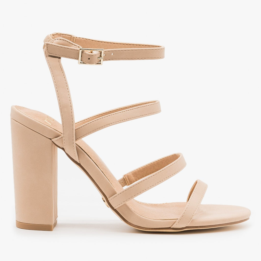nude strappy chunky heels