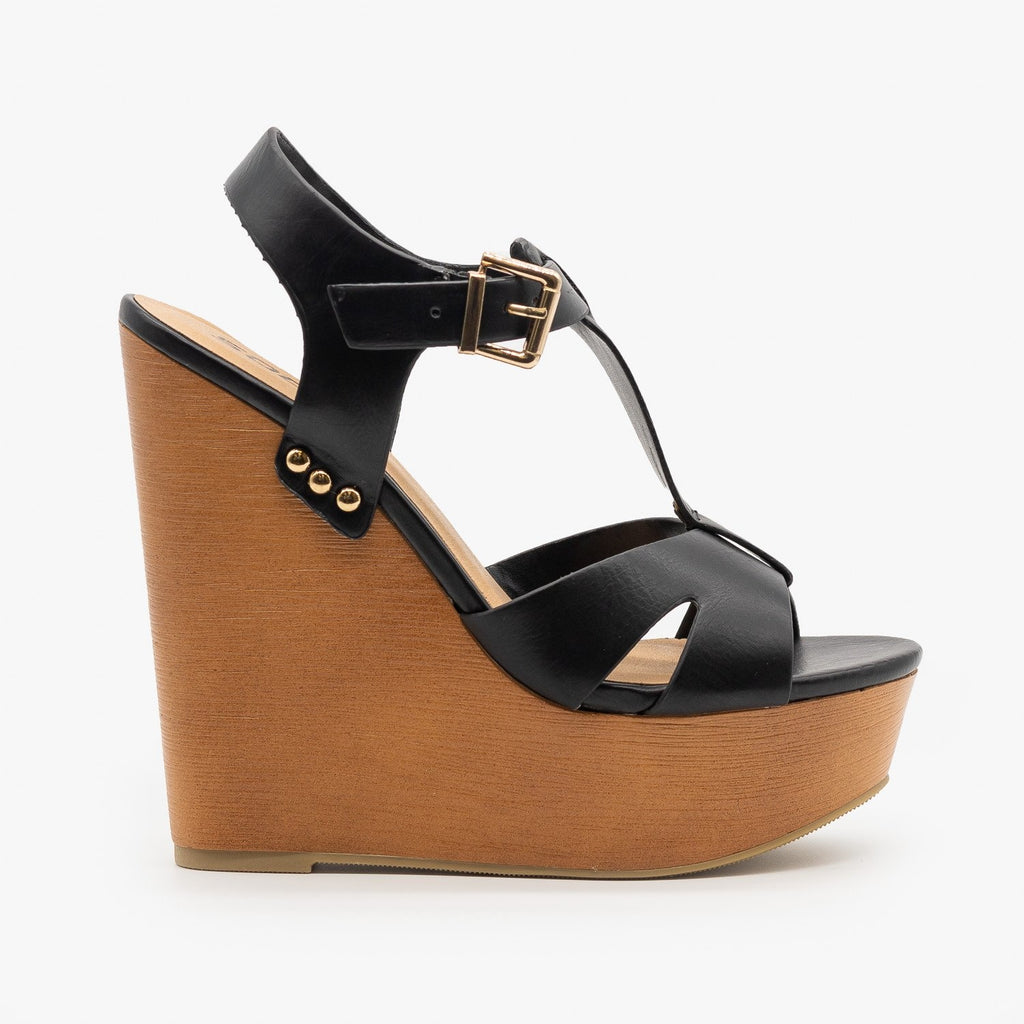 soda black wedge sandals