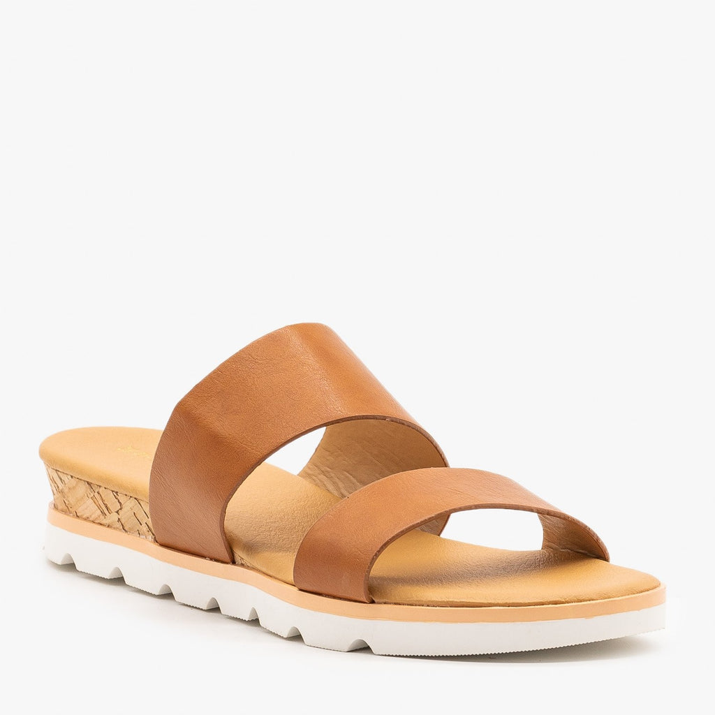 Classic Low Wedge Sandals - Bamboo 