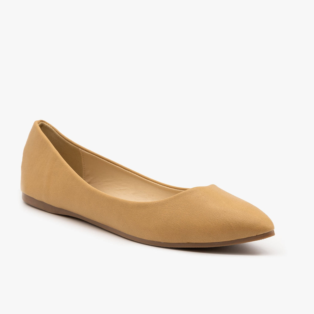 beige pointed toe flats