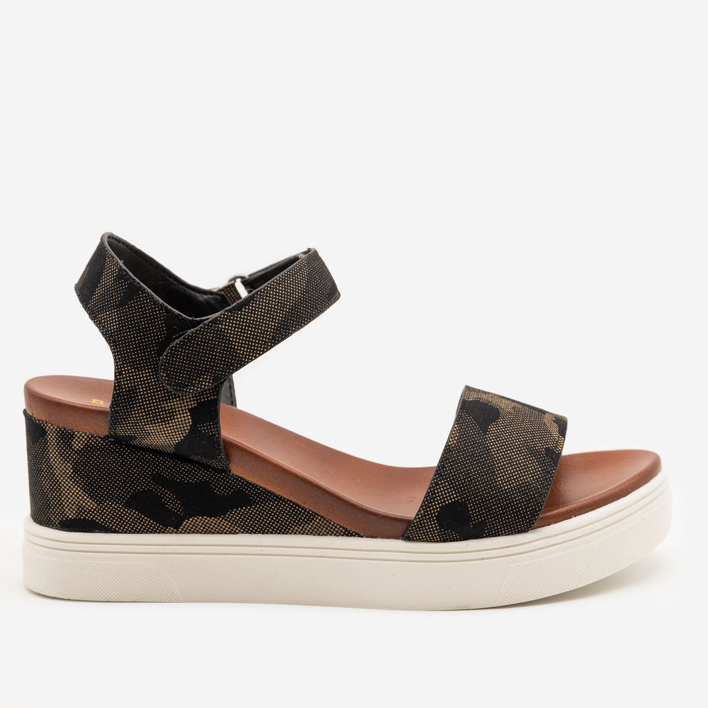 Comfy Camo Sandal Wedges - Bamboo Shoes 