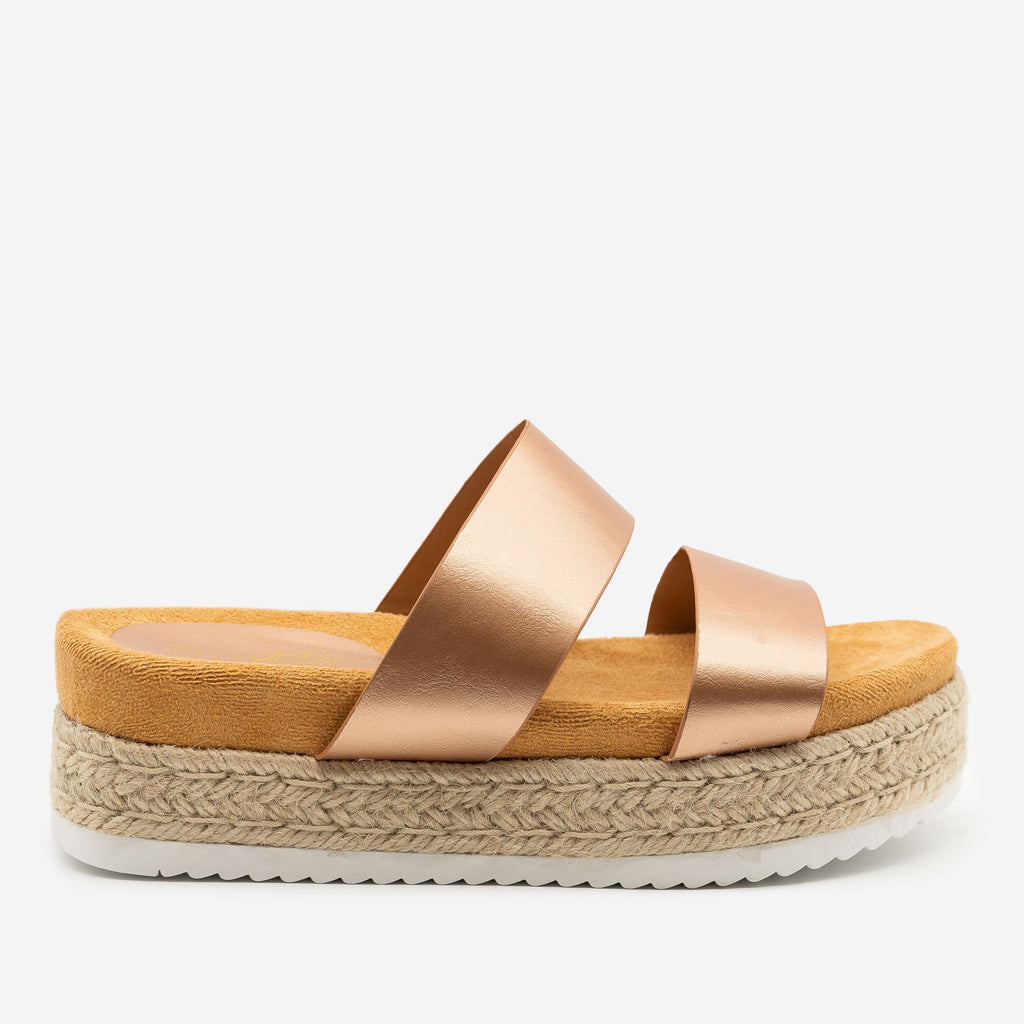 espadrille sandals rose gold