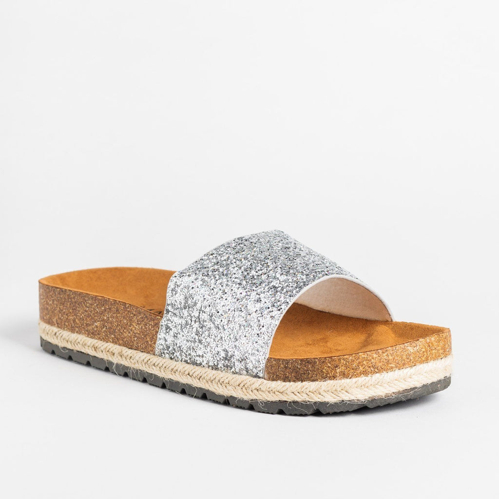 Comfy Glitter Cork Slides - Anna Shoes 