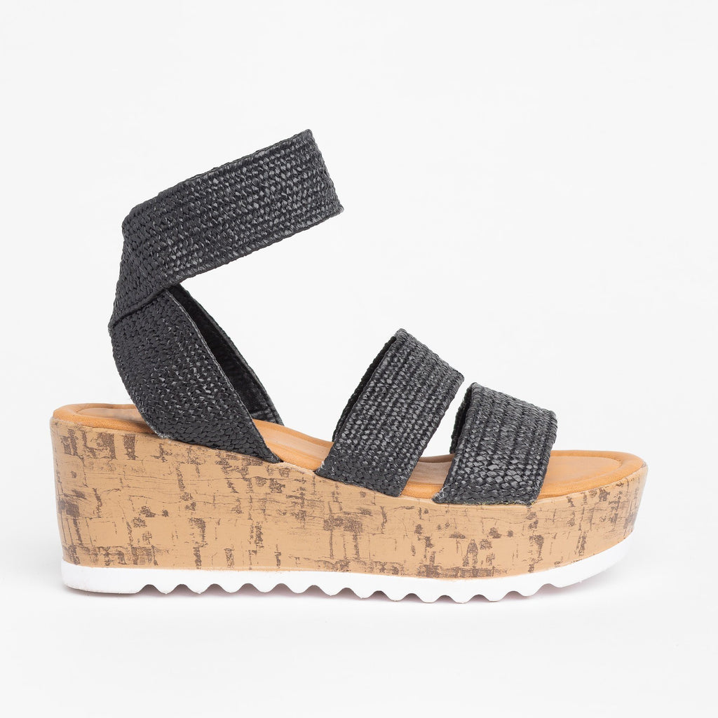 Comfy Knitted Cork Wedges - Wild Diva 