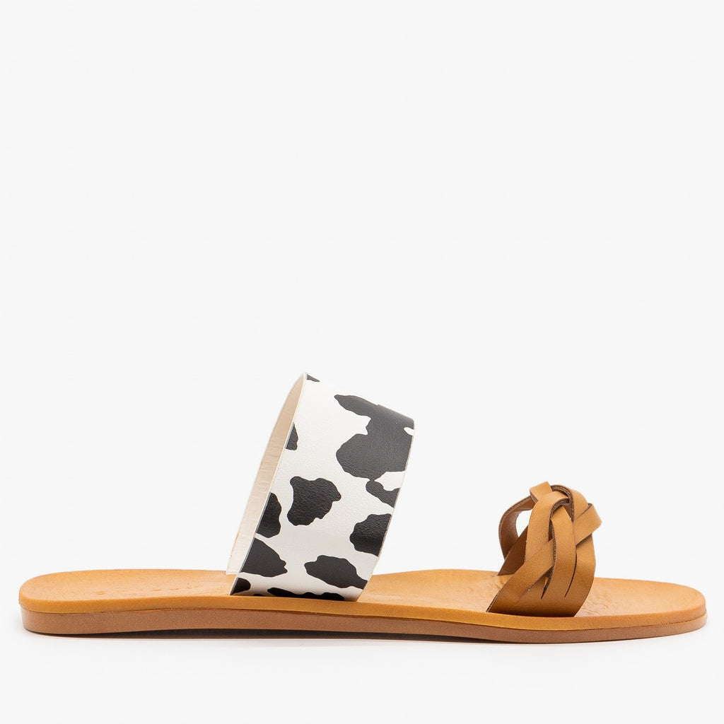 cow print flip flops