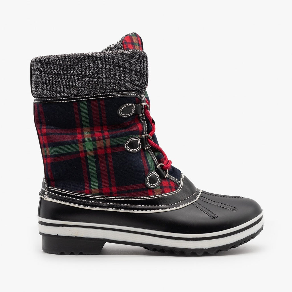 Cozy Plaid Winter Boots - Forever Shoes 