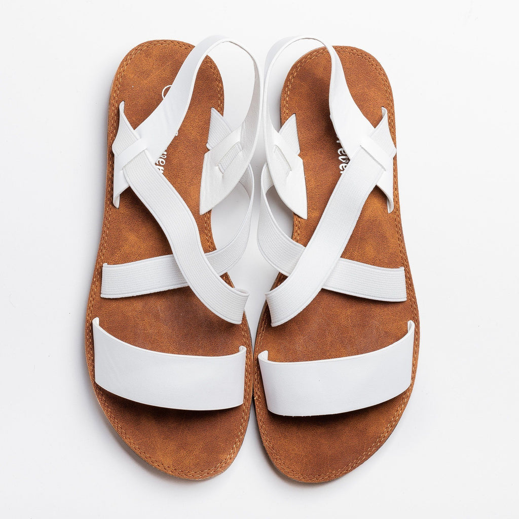 white criss cross sandals