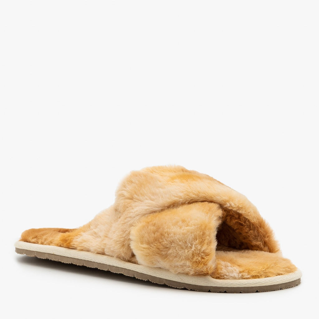 womens faux fur slides